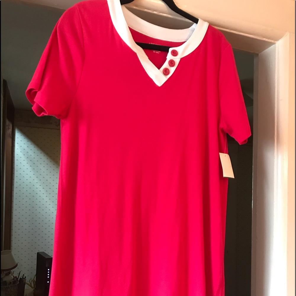 Red cotton t- shirt dress